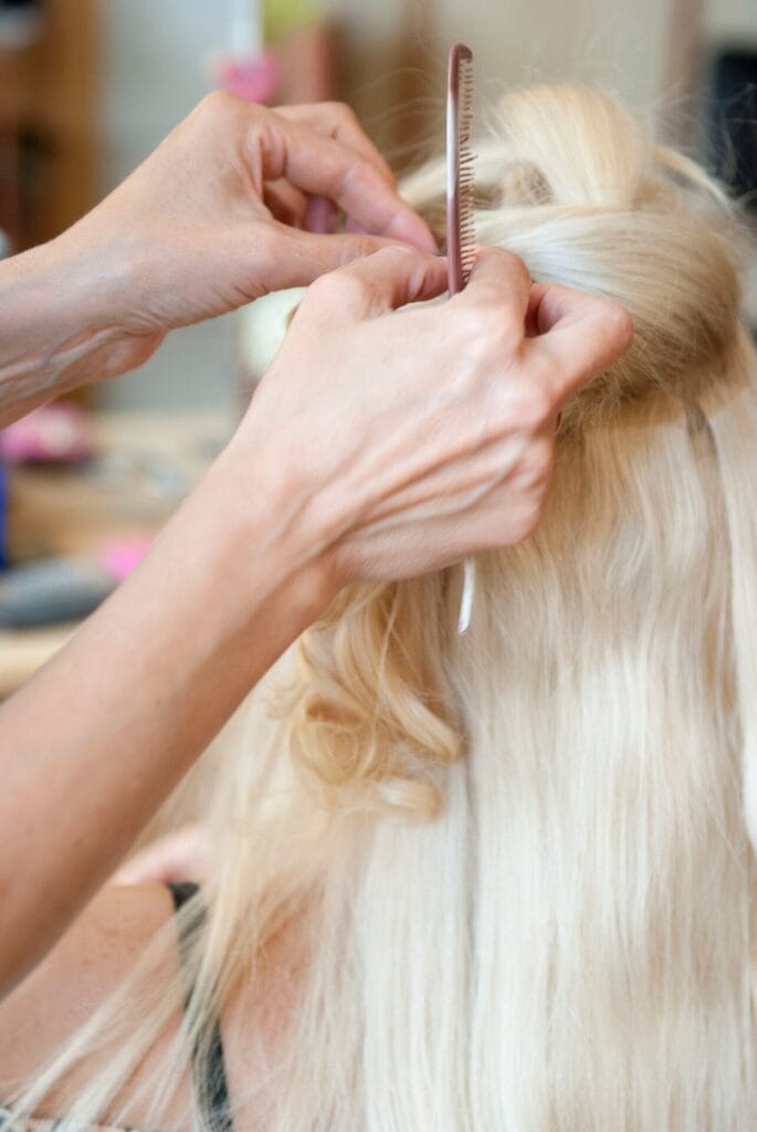 closeup of professional hairdresser
